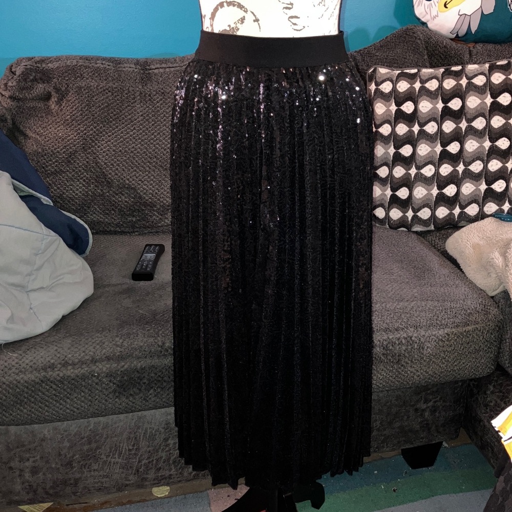 NWT Simply Vera Vera Wang Pleated Sequin Skirt, X-Small - Picture 2 of 7